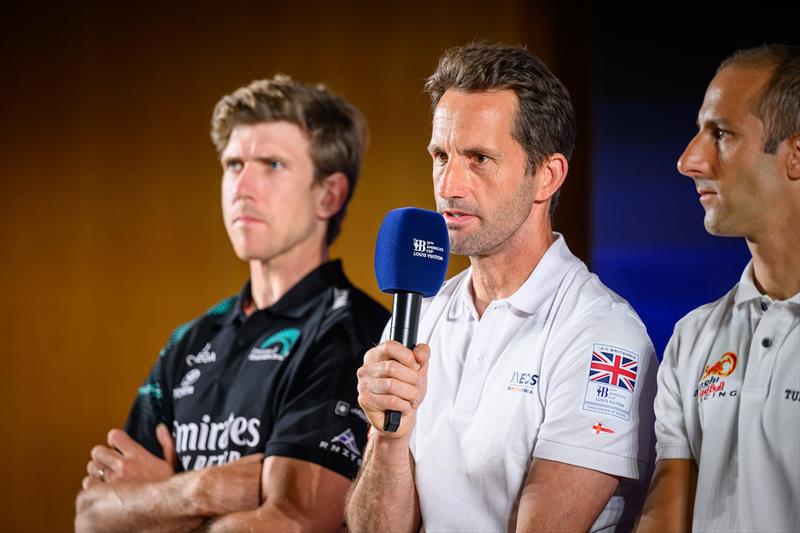 Ben Ainslie speaks during the Louis Vuitton Cup Opening Media Conference - photo © Ricardo Pinto / America's Cup