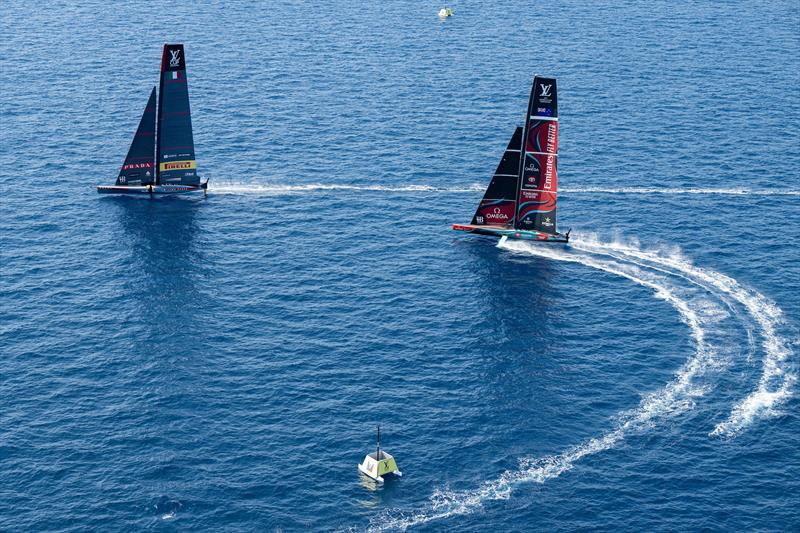 Emirates Team New Zealand vs. Luna Rossa Prada Pirelli on Louis Vuitton Cup Round Robin 1 Day 1 photo copyright Ricardo Pinto / America's Cup taken at  and featuring the AC75 class