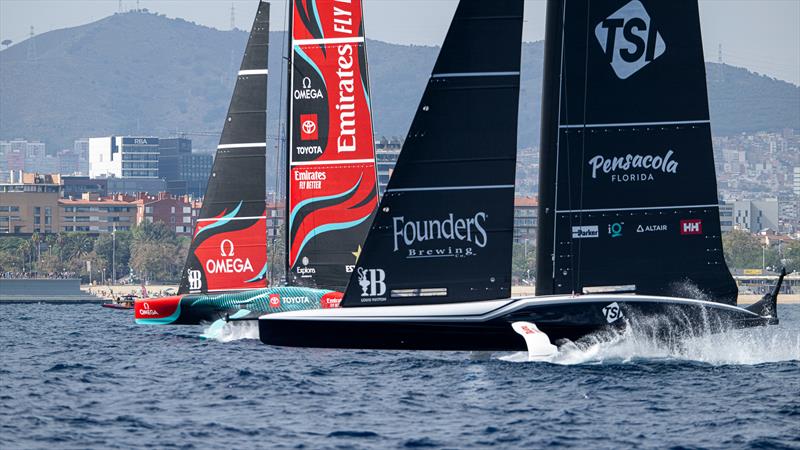 American Magic vs - Emirates Team NZ - Race 15 - Day 4 - Round Robin 1 - Louis Vuitton Cup - September 1, 2024 - Barcelona - photo © Ricardo Pinto / America's Cup