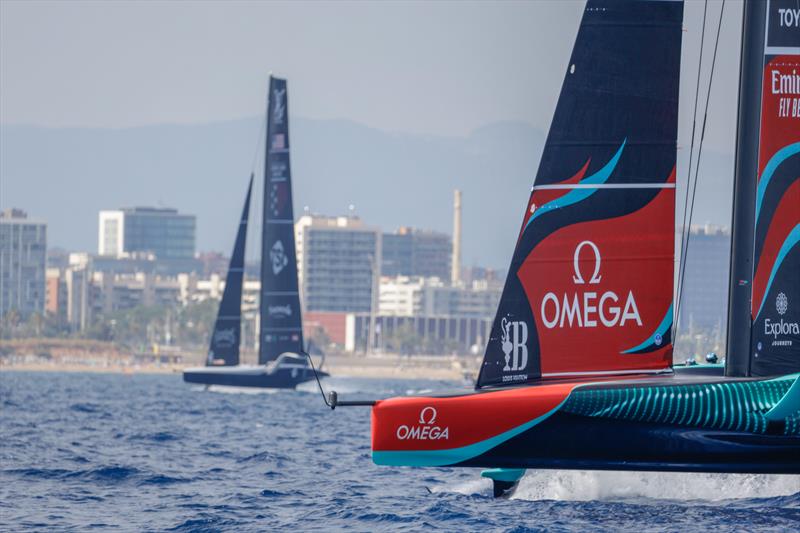 American Magic vs - Emirates Team NZ - Race 15  Day 4 - Round Robin 1 - Louis Vuitton Cup - September 1, 2024 - Barcelona - photo © Job Vermeulen