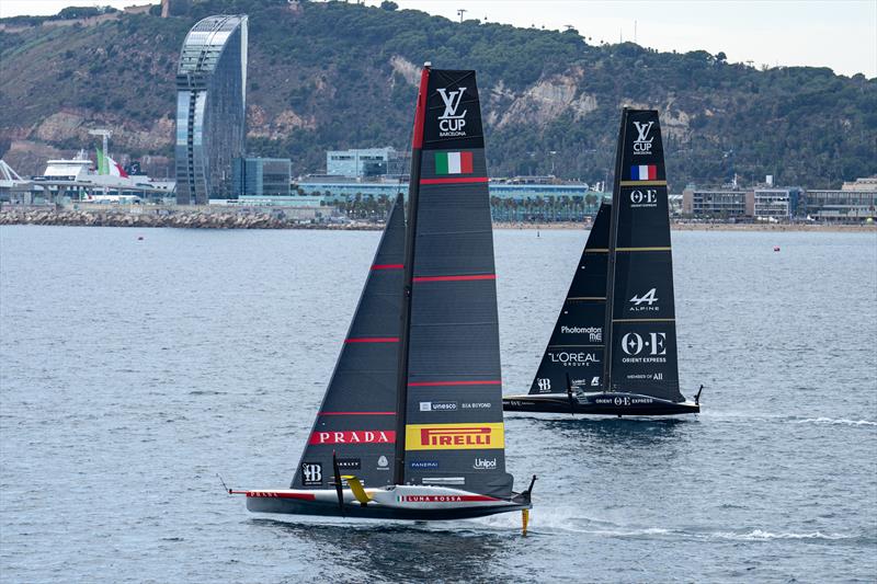 Luna Rossa Prada Pirelli vs. Orient Express Racing Team on Louis Vuitton Cup Round Robin Day 6 - photo © Ian Roman / America's Cup