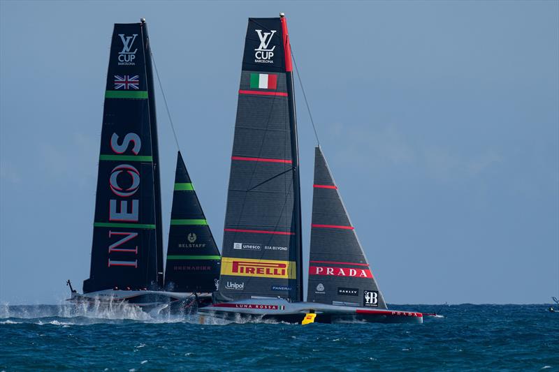 Luna Rossa Prada Pirelli vs. INEOS Britannia on Louis Vuitton Cup Round Robin Day 7 - photo © Ian Roman / America's Cup