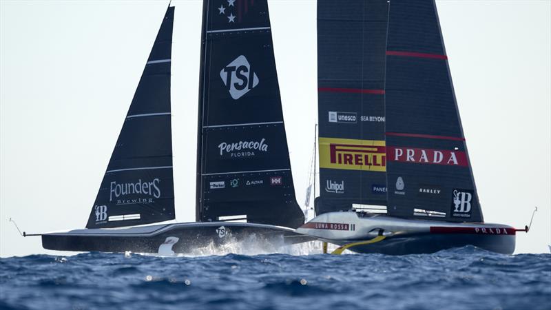 Luna Rossa Prada Pirelli vs. New York Yacht Club American Magic on Louis Vuitton Cup Semi-Finals Day 2 - 15th September 2024 photo copyright David Maynard / www.alleycatphotographer.com taken at  and featuring the AC75 class