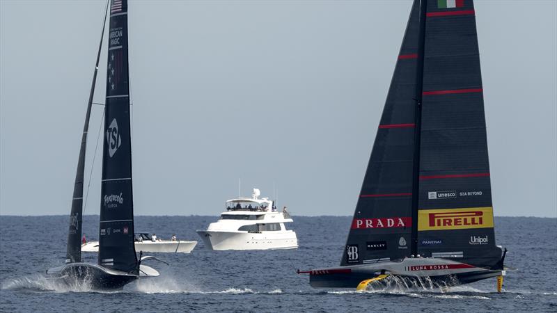 Luna Rossa Prada Pirelli vs. New York Yacht Club American Magic on Louis Vuitton Cup Semi-Finals Day 3 - 16th September 2024 photo copyright David Maynard / www.alleycatphotographer.com taken at  and featuring the AC75 class