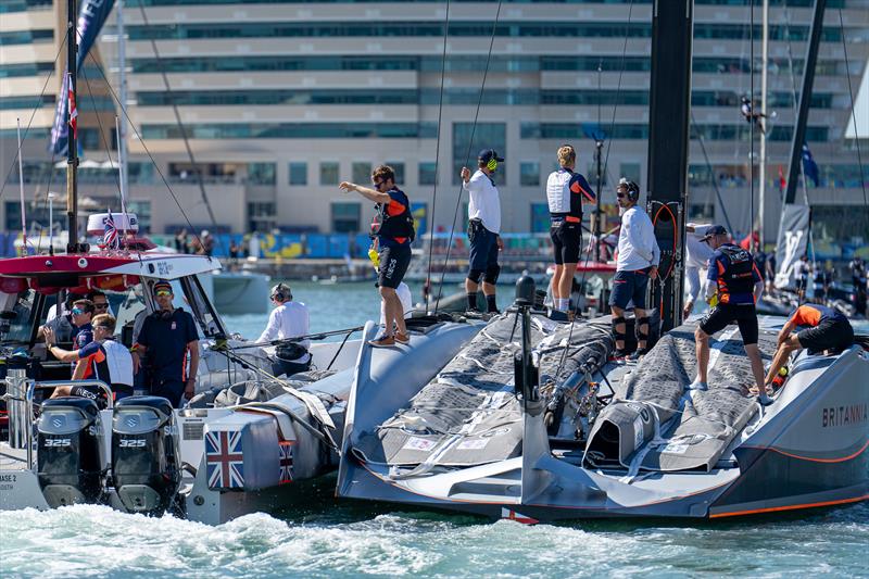 INEOS Britannia - tows out - Day 3 - Semi-Finals - Louis Vuitton Cup - Day 12 - September 16, 2024 - Barcelona photo copyright Ian Roman / America's Cup taken at Real Club Nautico de Barcelona and featuring the AC75 class