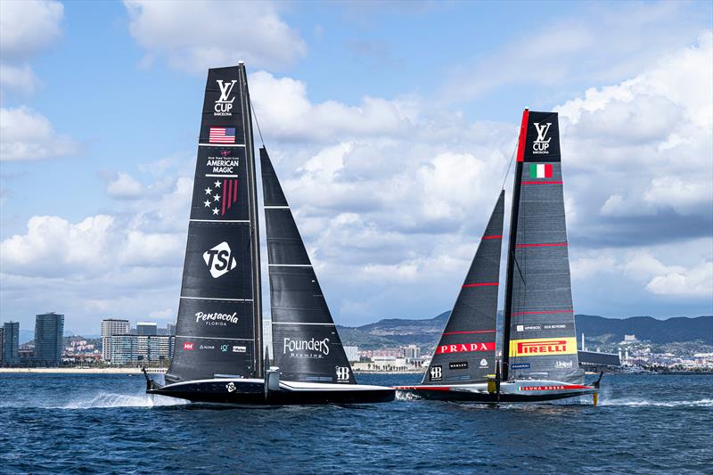 Luna Rossa Prada Pirelli vs. New York Yacht Club American Magic on Louis Vuitton Cup Semi-Finals Day 5 - 19th September 2024 photo copyright Ricardo Pinto / America's Cup taken at  and featuring the AC75 class