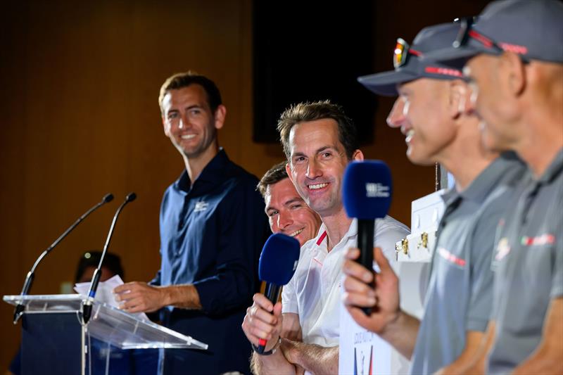 All smiles at the Finals Media Conference - Louis Vuitton Cup - September 25, 2024 - Barcelona photo copyright Ricardo Pinto / America's Cup taken at Real Club Nautico de Barcelona and featuring the AC75 class