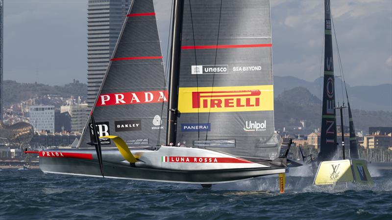 Luna Rossa Prada Pirelli vs. INEOS Britannia on Louis Vuitton Cup Final Race Day 1 - September 26, 2024 - photo © David Maynard / www.alleycatphotographer.com