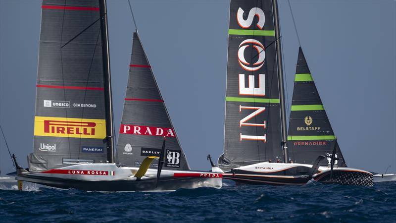 Luna Rossa Prada Pirelli vs. INEOS Britannia on Louis Vuitton Cup Final Race Day 1 - September 26, 2024 - photo © David Maynard / www.alleycatphotographer.com