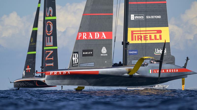 INEOS Britannia vs. Luna Rossa Prada Pirelli on Louis Vuitton Cup Final Race Day 2 - September 28, 2024 - photo © David Maynard / www.alleycatphotographer.com