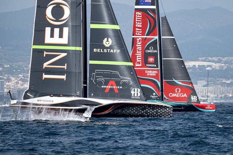 INEOS Britannia and Emirates Team NZ - Louis Vuitton 37th America's Cup, Race Day 2 - October 13,.2024 - photo © Ricardo Pinto / America's Cup