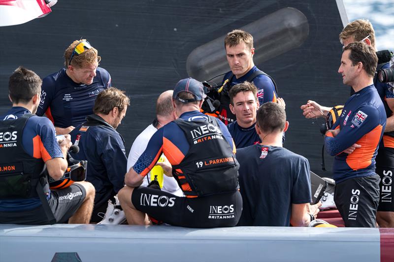  The tension is evident on the British tender after Race 3- Louis Vuitton 37th America's Cup, Race Day 2 - October 13,.2024 - photo © Ricardo Pinto / America's Cup