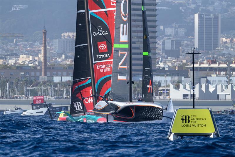 INEOS Britannia and Emirates Team NZ  Prestart Race 5 - Louis Vuitton 37th America's Cup, Race Day 4 - October 16, .2024 - photo © Ricardo Pinto / America's Cup