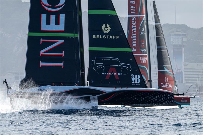 Challenger and Defender - Race 6 - Day 3 of AC37 -  Barcelona. - 16 October 2024 photo copyright Ricardo Pinto / America's Cup taken at Royal New Zealand Yacht Squadron and featuring the AC75 class