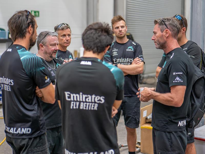 Emirates Team New Zealand design and shore crews work around the clock to repair their AC75 raceboat damaged on Thursday - August 31, 2024 - Barcelona - photo © Emirates Team NZ