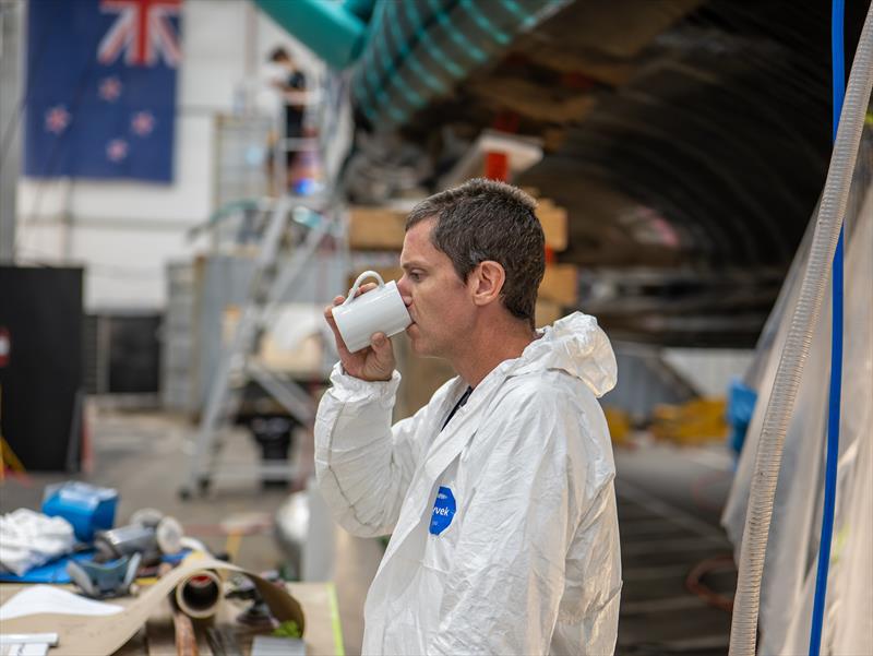 Emirates Team New Zealand design and shore crews work around the clock to repair their AC75 raceboat damaged on Thursday - August 31, 2024 - Barcelona - photo © Emirates Team NZ