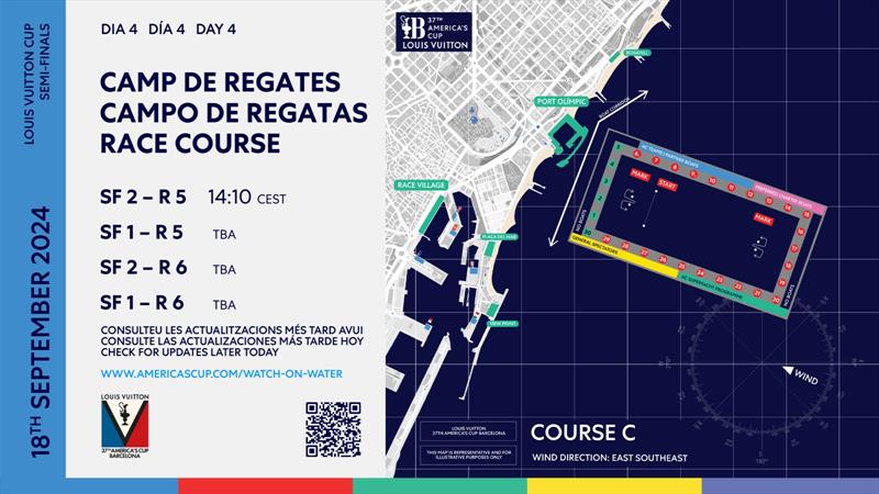  Course Location - Day 13 - Louis Vuitton Cup Semi-Finals - September 18, 2024 - Barcelona - photo © America's Cup Media