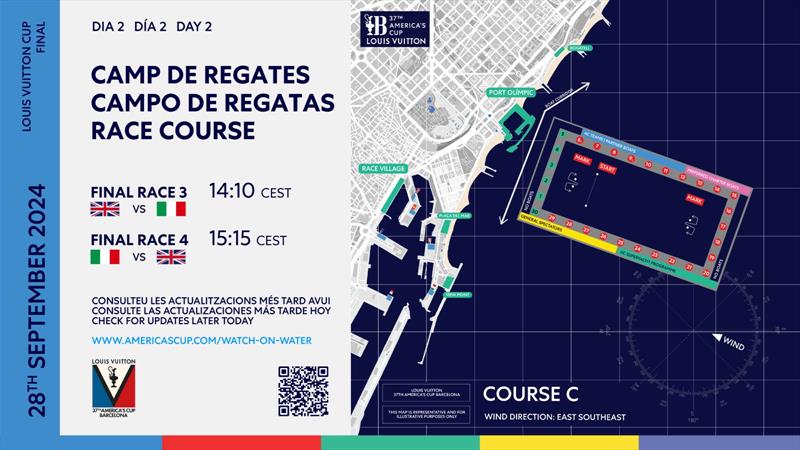 Course location - Finals - Day 2 - Louis Vuitton Cup  - Day 16 - September 28, 2024 - Barcelona - photo © America's Cup Media