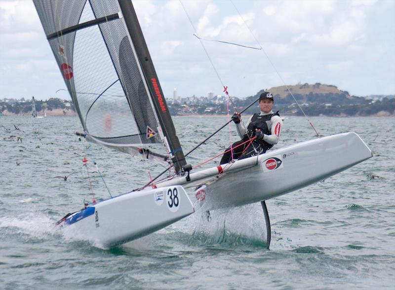 A-Class World Championships day 4 photo copyright Cathy Vercoe taken at Takapuna Boating Club and featuring the A Class Catamaran class