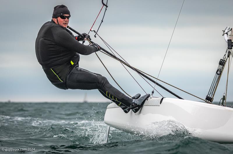 European No. 6, Hugh MacGregor using the Unicorn and A Class Catamaran Nationals at Hayling Ferry SC as part of his Worlds training for September in Punta Ala, Italy photo copyright Gordon Upton / www.guppypix.com taken at Hayling Ferry Sailing Club and featuring the A Class Catamaran class