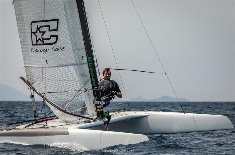 A Class Cat Regata Nazionale - Italian sailor, Francisco Mainaro, ITA 583 was happy to be lying second in the Classic fleet at the end of day 1 - photo © Gordon Upton / www.guppypix.com