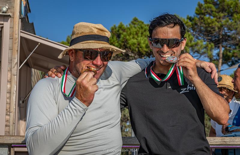 A Class Cat Regata Nazionale - Open winner Misha Heemskerk NED, and runner up Ravi Parent, USA in classic Olympic pose - photo © Gordon Upton / www.guppypix.com