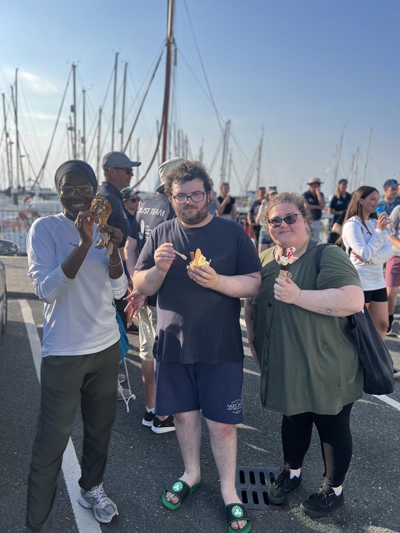 Enjoying a treat ashore photo copyright Ellen MacArthur Cancer Trust taken at  and featuring the  class