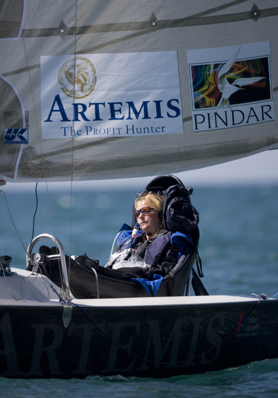 Record breaking woman Hilary Lister is the first female quadriplegic to sail solo round the Isle of Wight photo copyright Mark Lloyd / www.lloyd-images.com taken at  and featuring the Artemis 20 class