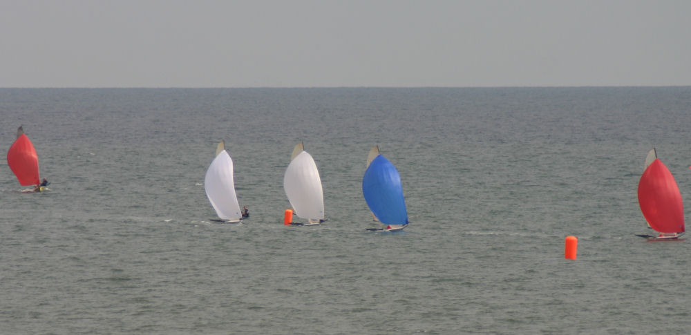 Action from the Great Yarmouth & Gorleston B14 & Asymetric Open photo copyright Dick Roe taken at Great Yarmouth & Gorleston Sailing Club and featuring the B14 class