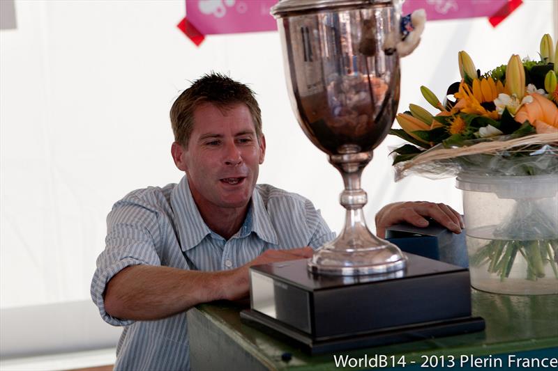 Johnny Ratcliffe admires his prize - photo © B14 Class Association