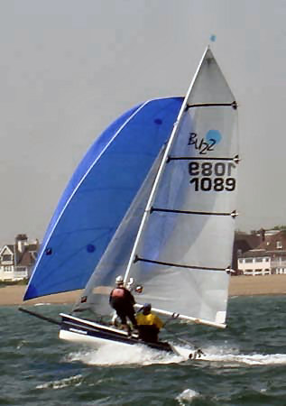 Simon Cory and Annie Smith win the Buzz open at Downs SC photo copyright Chris Dutton taken at Downs Sailing Club and featuring the Buzz class