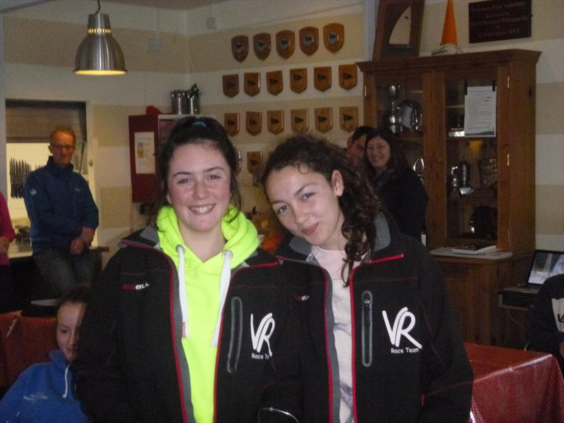 Megan Fergusson and Jasmin Sfaxi at the Guildford Marine Frensham Frenzy 2015 photo copyright Clive Eplett taken at Frensham Pond Sailing Club and featuring the Cadet class