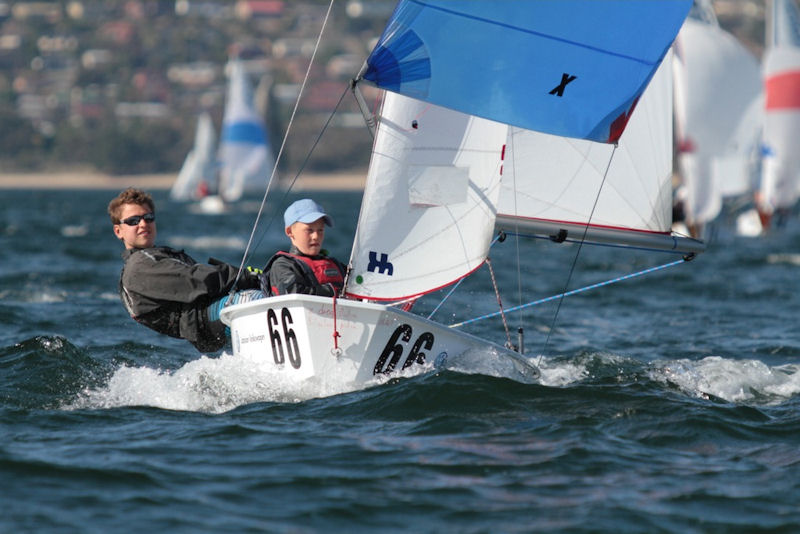 The sole Polish crew in the Worlds is lying fourth overall after day three of the Cadet worlds in Tasmania photo copyright Peter Harmsen taken at Sandy Bay Sailing Club and featuring the Cadet class