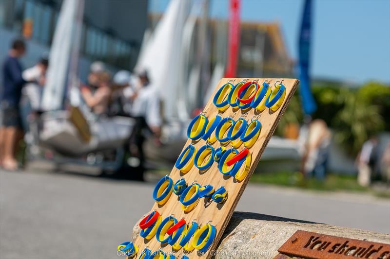 Tallies are unused on day 5 - ABP Cadet class World Championship in Plymouth photo copyright Paul Gibbins Photography taken at Mount Batten Centre for Watersports and featuring the Cadet class