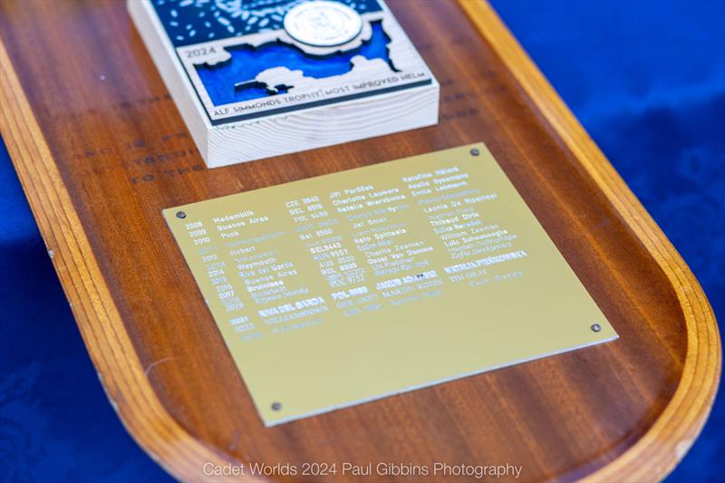 Alf Simmonds Trophy presented at the Cadet class World Championship - photo © Paul Gibbins Photography