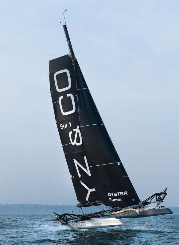 The SYZ & CO hydrofoil catamaran takes off on Lake Léman photo copyright SYZ & CO taken at  and featuring the Catamaran class