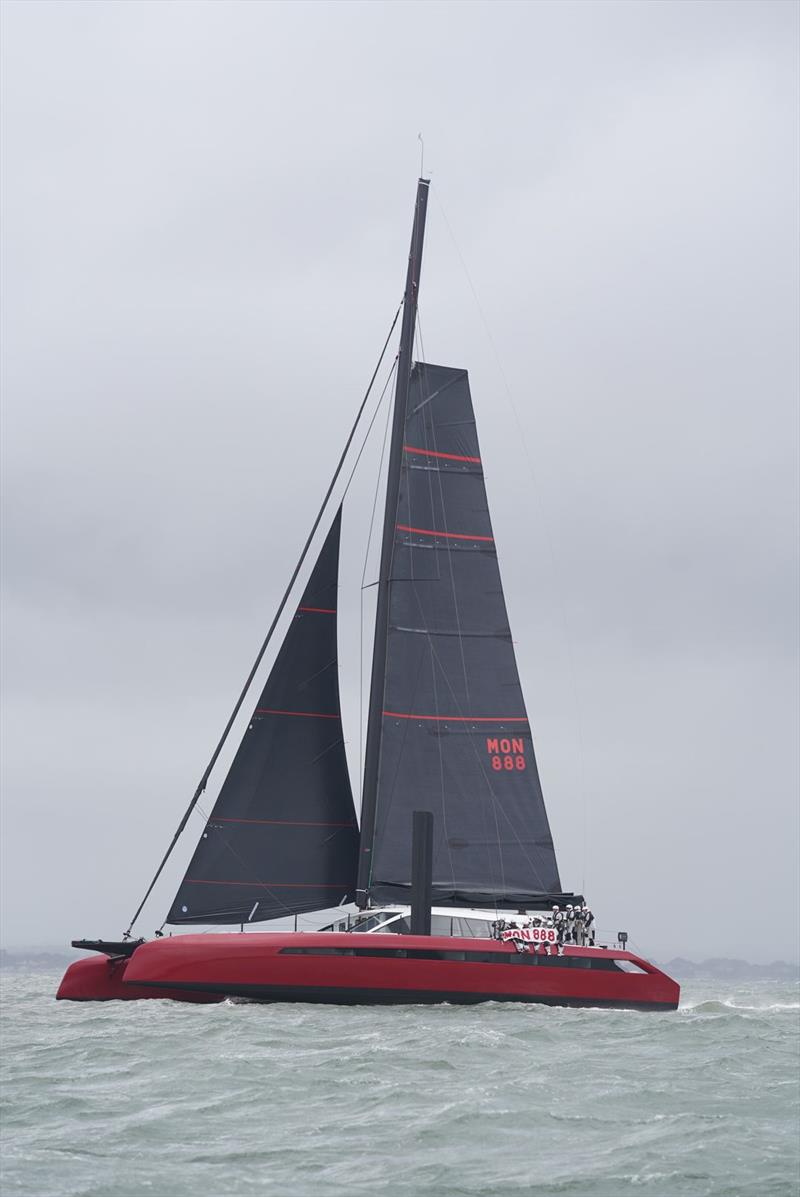 Highland Fling 18 wins the Freedom Challenge Bowl in the 2024 Round the Island Race photo copyright Sienna Anderson taken at Island Sailing Club, Cowes and featuring the Catamaran class