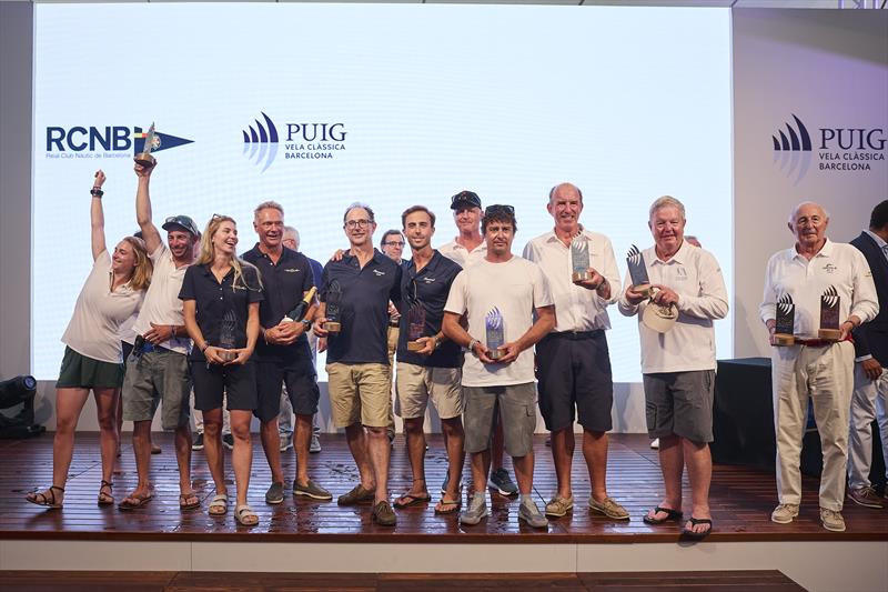 Puig Vela Clàssica Barcelona Regatta Prize Winners (l-r) Olympian (Class P), Anima II (Modern Classic), Kanavel (Classics II), Northern Light (12 m Division D), Kookaburra (12 m Division A), Comet (Bermudian Era), Viveka (Big Boat), and Oriole (Gaff Era) - photo © Vincent Curutchet