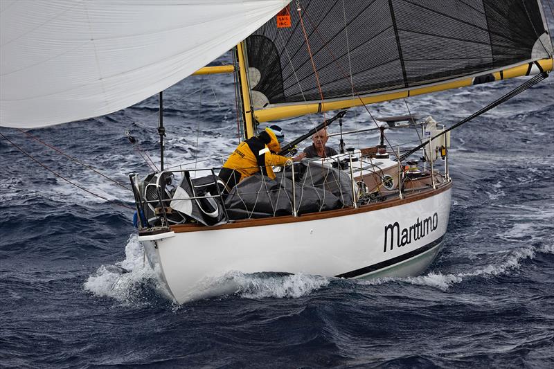 Michael Spies and Peter Vaiciurgis are really making the 120 year old, 33-foot, Maritimo Katwinchar stand out to all and sundry photo copyright Andrea Francolini taken at Cruising Yacht Club of Australia and featuring the Classic Yachts class