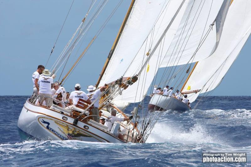 1936 Herreshoff Ticonderoga of Greenwich racing 1930 Alfred Milne'sThe Blue Peter photo copyright Tim Wright / Photoaction.com taken at Antigua Yacht Club and featuring the Classic Yachts class