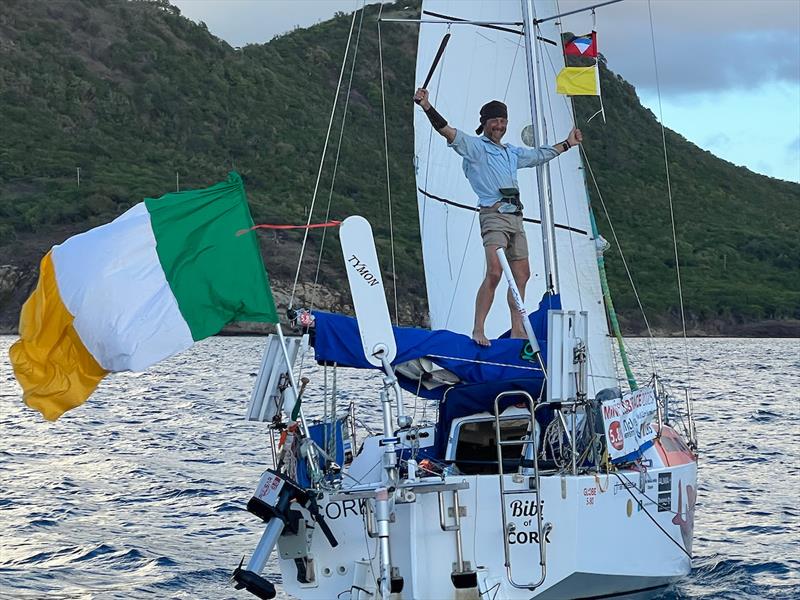 Jakub Ziemkiewicz (#185 BIBI) : The “Happy Pirate” was all smiles and brimming with excitement like a child on arrival. His dream of building a boat and crossing an ocean had finally come true - photo © Don McIntyre / CG580T/ MGR2025