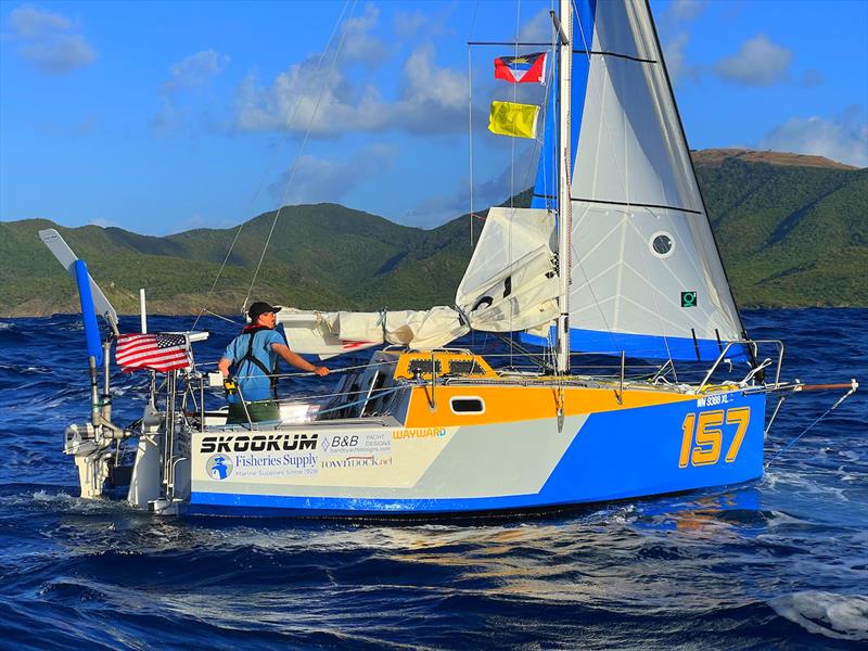 Joshua Kali (#157 Skookum) from USA, is an accomplished mountaineer who “lost his edge” in that sport has built a 580 and taken up sailing, but before he could sail his Skookum, he had to tow her 4000 miles behind his car across America to the Atlantic - photo © Don McIntyre / MGR2025