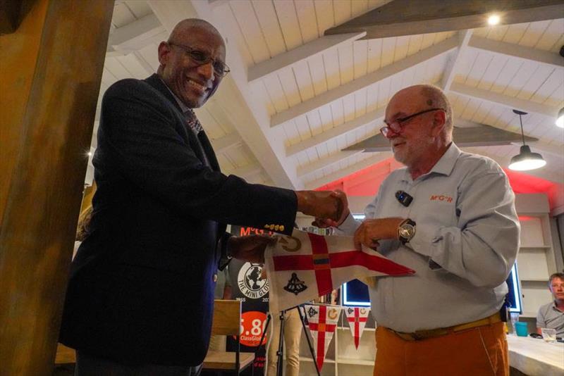 Don McIntyre presented His Excellency the Governor General with the first GYC Burgee, official GYC gold coin and a 2025 MGR bulkhead plate to mark the launched of the Globe Yacht Club - photo © Ed Gifford