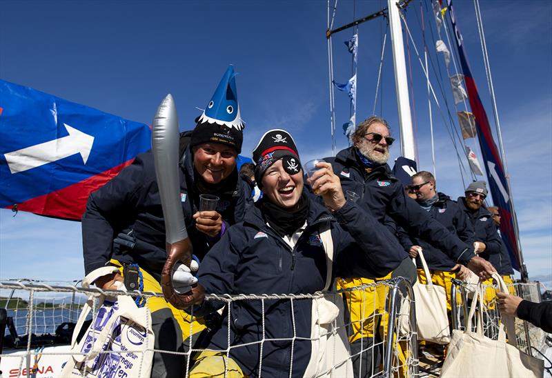 A shark and pirate party on board PSP Logistics - Clipper Round the World photo copyright Martin Shields taken at  and featuring the Clipper 70 class