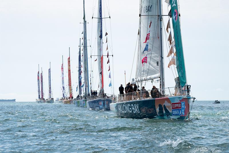 Ha Long Bay, Viet Nam leads the Parade of Sail from Bembridge to Portsmouth - Clipper 2023-24 Round the World Yacht Race photo copyright imagecomms taken at  and featuring the Clipper 70 class