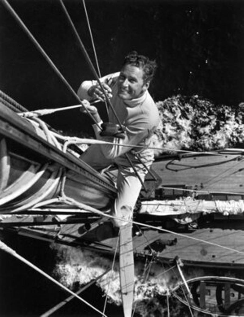 Errol up the mast on Sirocco - photo © Southern Woodenboat Sailing