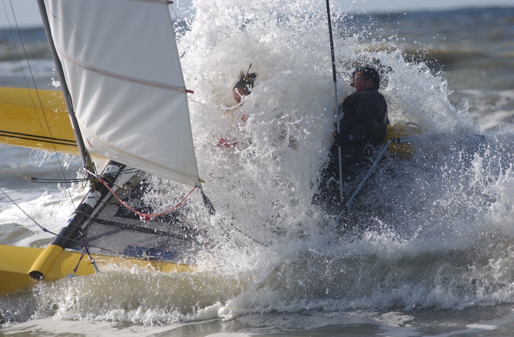 Playing in Waves at the Dart 18 Belgium Nationals photo copyright Royal Belgium Sailing Club taken at  and featuring the Dart 18 class