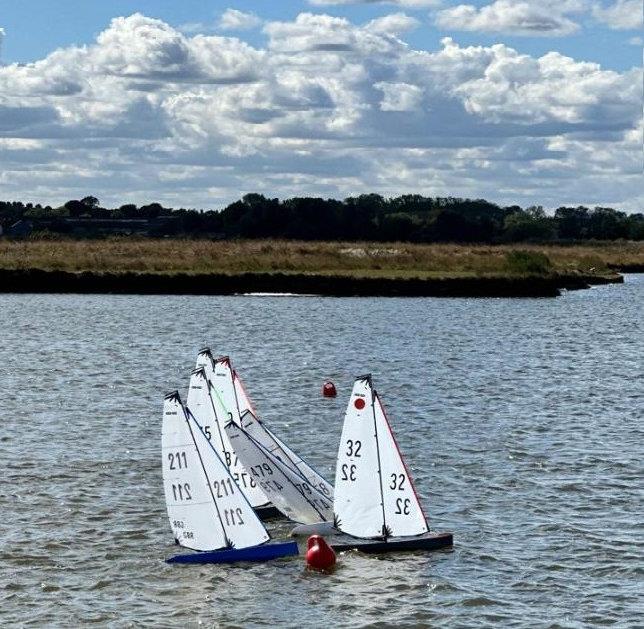 One boat over the line - DF95 Summer Series Event 8 at East Kent RSC photo copyright Peter jackson taken at East Kent Radio Sailing Club and featuring the DF95 class