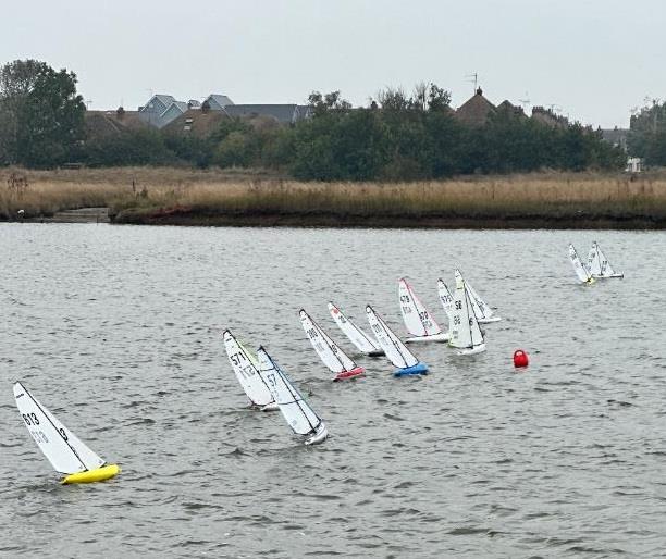 Two secs to go, 30 over, during DF95 EKRFC Summer Series Event 9 photo copyright Peter Jackson taken at East Kent Radio Sailing Club and featuring the DF95 class