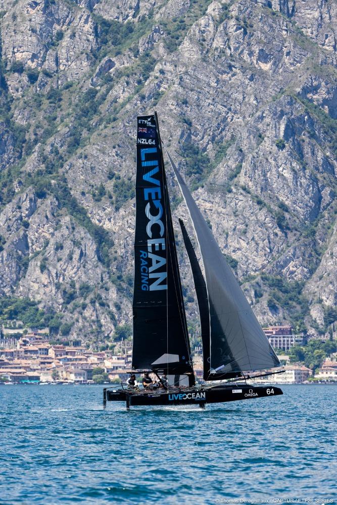 The Live Ocean ETF26 team competing at Lake Garda - Day 2 of Foiling Week - June 2024 photo copyright Live Ocean Racing taken at Royal New Zealand Yacht Squadron and featuring the ETF26 class